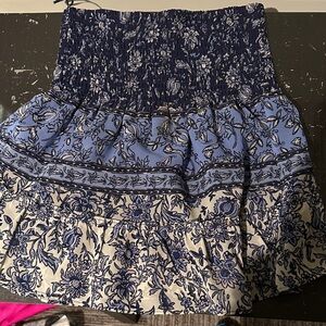Aqua Blue and White Floral Kids Skirt
